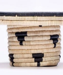 KAZI Home Goods Black + Natural Raffia Cake Stand