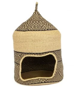 KAZI Pet Accessories Black + Natural Tall Pet Hut