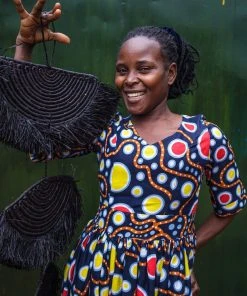 KAZI Home Goods Black Raffia Parade Mobile