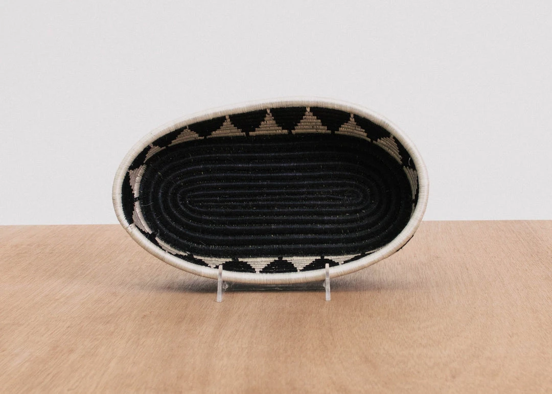 KAZI Home Goods Black + White Tofali Oval Basket KAZI Home Goods Black + White Tofali Oval Basket