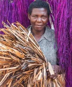 KAZI Burgundy Fringed Raffia Coasters