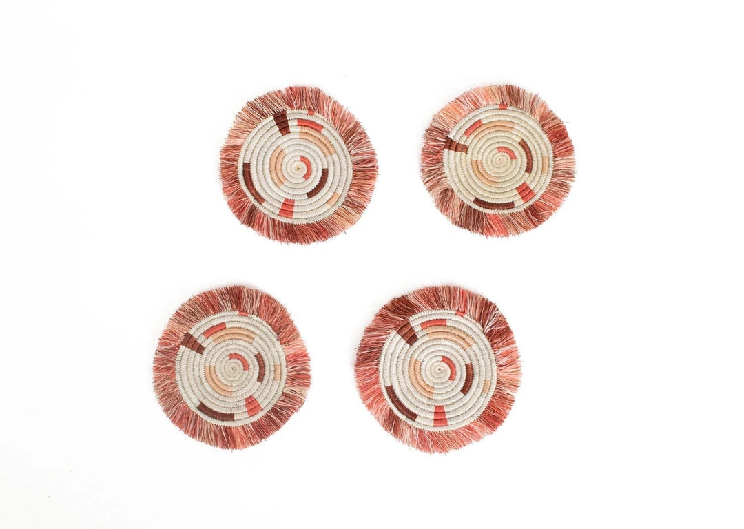KAZI Coral Geo Fringed Coasters KAZI Coral Geo Fringed Coasters