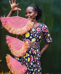 KAZI Home Goods Coral Sunset Raffia Parade Mobile