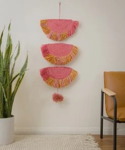 KAZI Home Goods Coral Sunset Raffia Parade Mobile