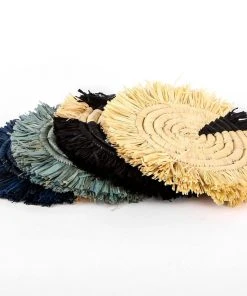 KAZI Home Goods Dash Of Blues Fringed Coasters