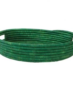 KAZI Evergreen Raffia Oval Tray Home Goods