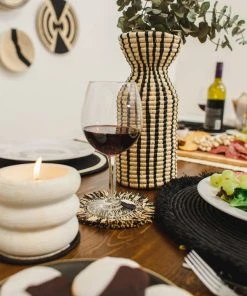 KAZI Fringed Black Coaster Set