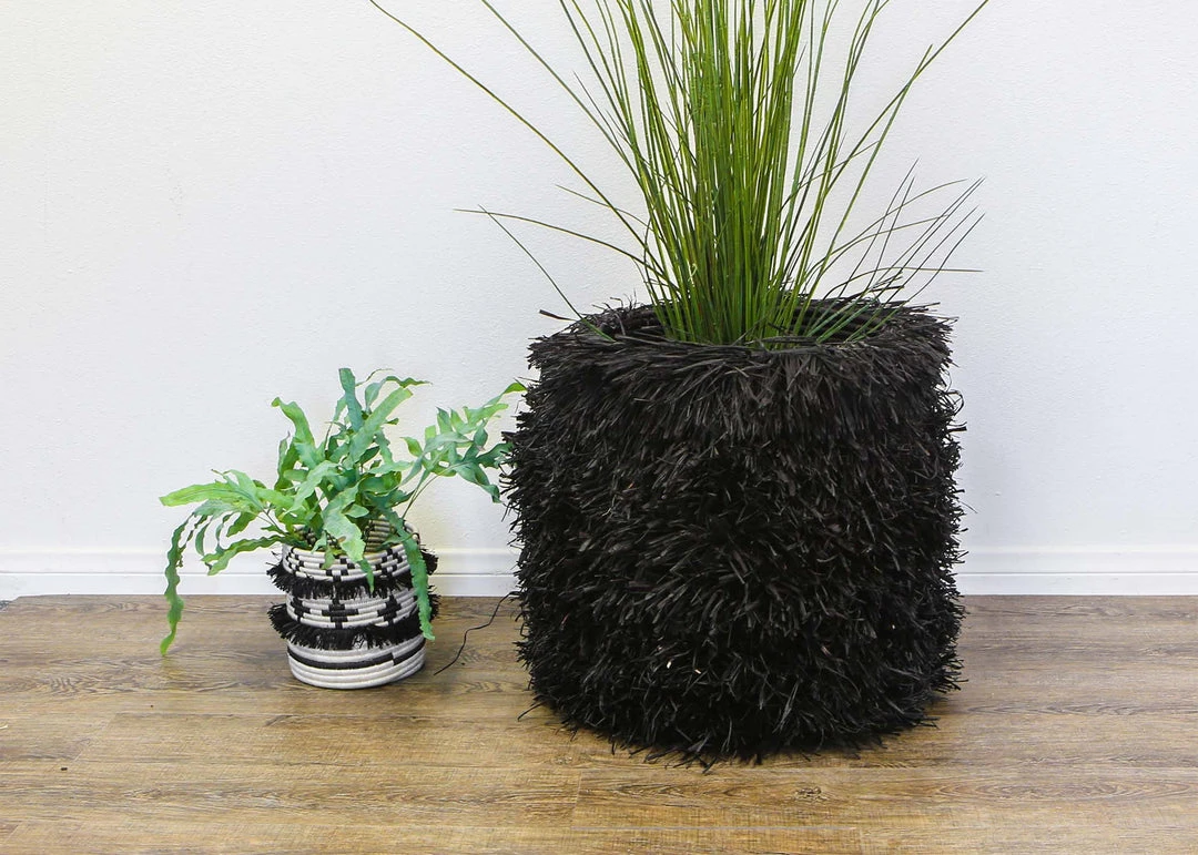 KAZI Fringed Black Stool Furniture 3 KAZI Fringed Black Stool Furniture
