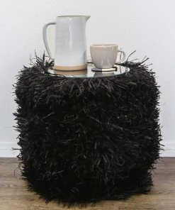 KAZI Fringed Black Stool Furniture 8 KAZI Fringed Black Stool Furniture