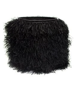 KAZI Fringed Black Stool Furniture