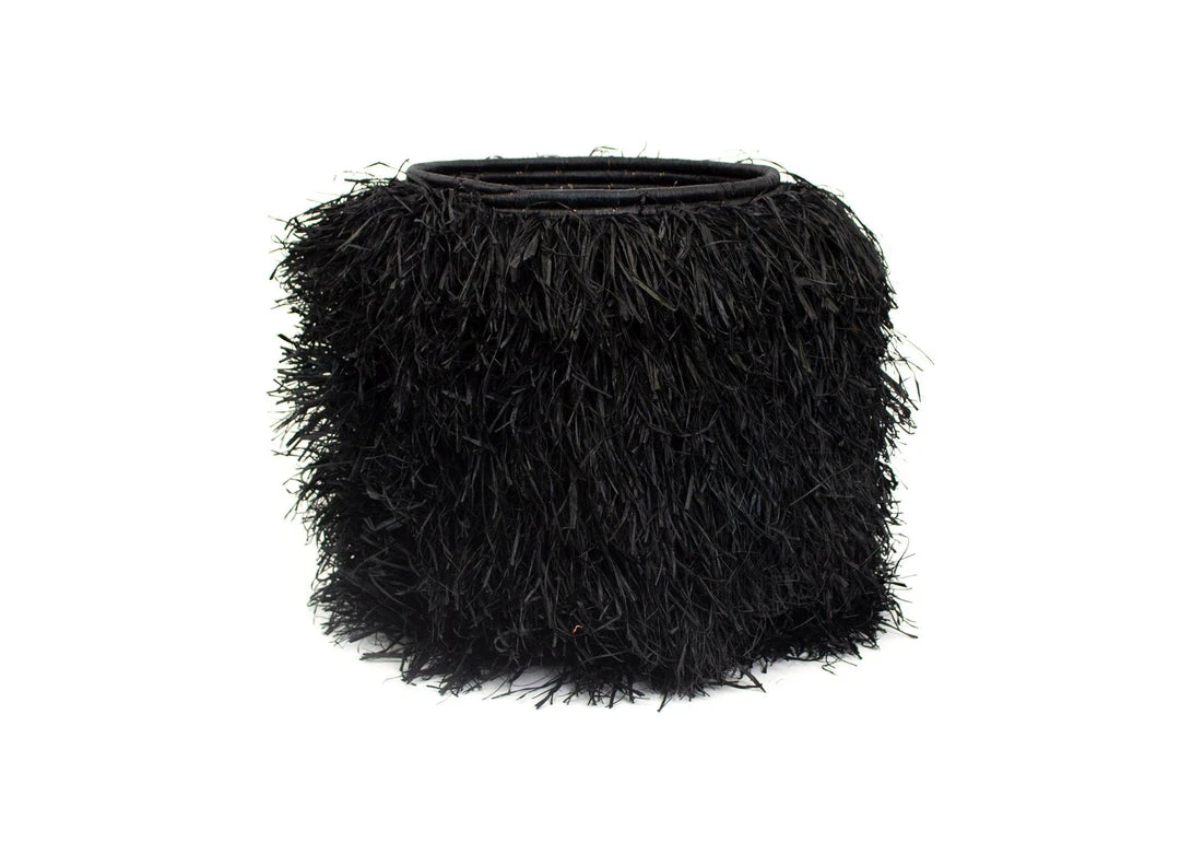 KAZI Fringed Black Stool Furniture 1 KAZI Fringed Black Stool Furniture