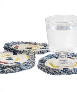 KAZI Fringed Blue Night Festival Geo Coaster Set