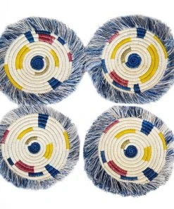 KAZI Fringed Blue Night Festival Geo Coaster Set