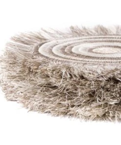 KAZI Fringed Taupe Geo Coasters Home Goods
