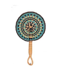 KAZI Gray Green Round Hand Fan