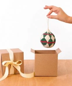 KAZI Fair Trade Green + Red Bulb Ornament