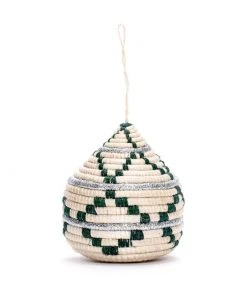 KAZI Fair Trade Green + Silver Bulb Ornament