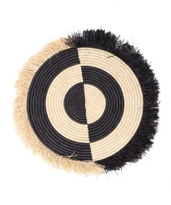 KAZI Half Bullseye Fringed Black Wall Disc Home Goods