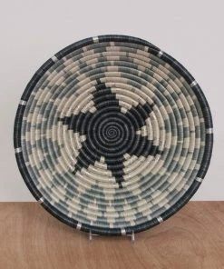 KAZI Large Metallic Silver Gray Intore Wall Bowl