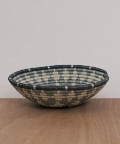 KAZI Large Metallic Silver Gray Intore Wall Bowl