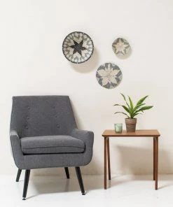 KAZI Large Metallic Silver Gray Intore Wall Bowl