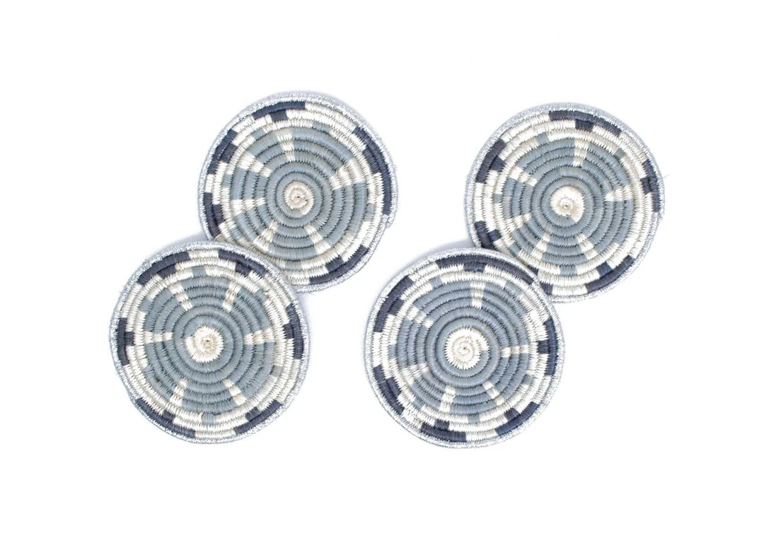 KAZI Metallic Gray Hope Oversized Coaster Set KAZI Metallic Gray Hope Oversized Coaster Set