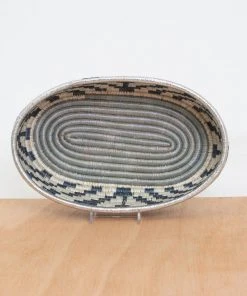 KAZI Metallic Silver Oval Basket