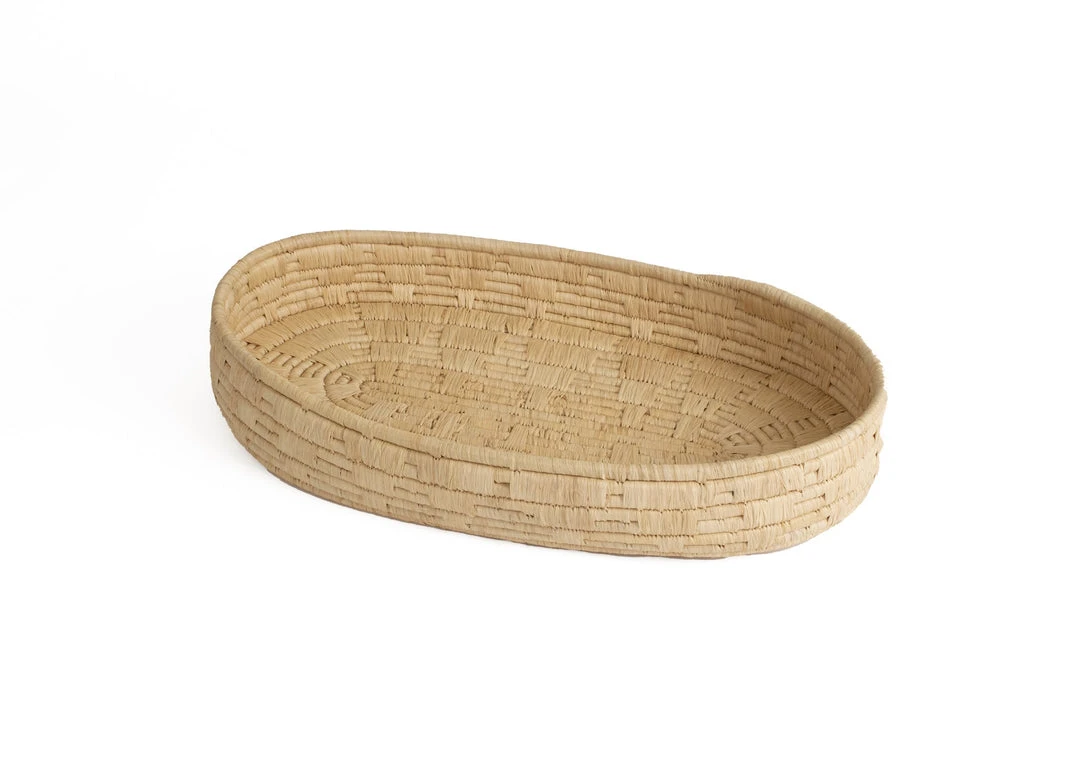 KAZI Natural Raffia Patterned Oval Tray Home Goods KAZI Natural Raffia Patterned Oval Tray Home Goods