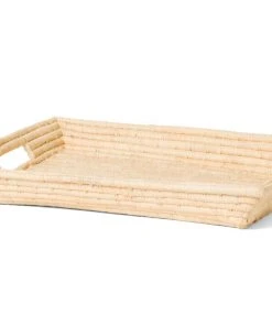 KAZI Natural Rectangular Raffia Tray Home Goods