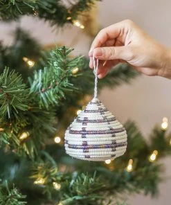 KAZI Fair Trade Patterned Multicolor Metallic Bulb Ornament