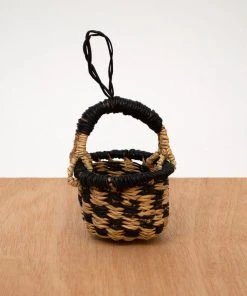 KAZI Petite Bolga Basket Ornament Set - Black