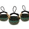 KAZI Petite Bolga Basket Ornament Set - Blue