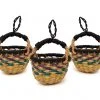 KAZI Fair Trade Petite Bolga Basket Ornament Set - Blue Checkered