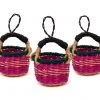 KAZI Petite Bolga Basket Ornament Set - Pink