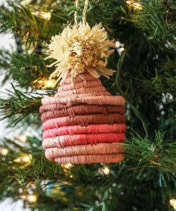 KAZI Fair Trade Pink Pom Pom Basket Ornament