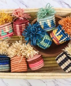 KAZI Fair Trade Pink Pom Pom Basket Ornament