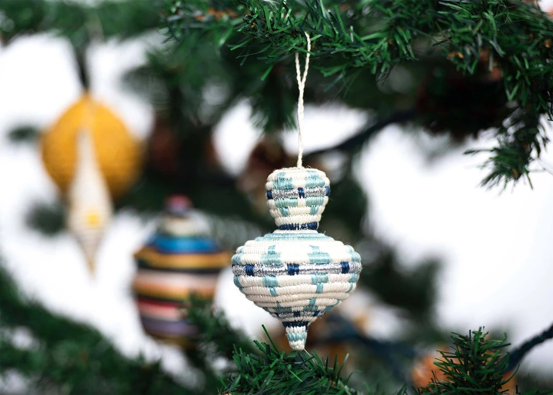 KAZI Fair Trade Rounded Blue Metallic Ornament KAZI Fair Trade Rounded Blue Metallic Ornament