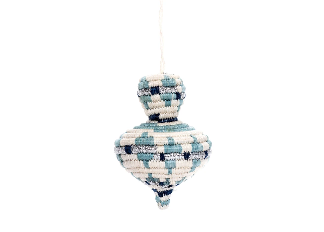 KAZI Fair Trade Rounded Blue Metallic Ornament KAZI Fair Trade Rounded Blue Metallic Ornament