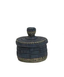 KAZI Home Goods Short Slate Raffia Box