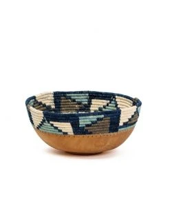 KAZI Silver Blue Mosaic Wooden Bowl Home Goods