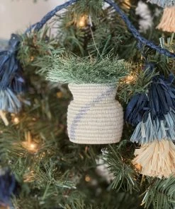 KAZI Fair Trade Silver Striped Planter Ornament