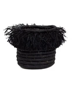 KAZI Small Black Fringed Catch All Home Goods