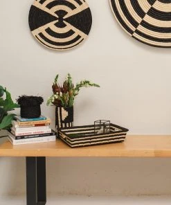 KAZI Small Black Fringed Catch All Home Goods