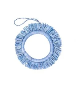 KAZI Fair Trade Soft Blue Fringed Hoop Ornament