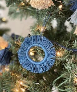 KAZI Fair Trade Soft Blue Fringed Hoop Ornament