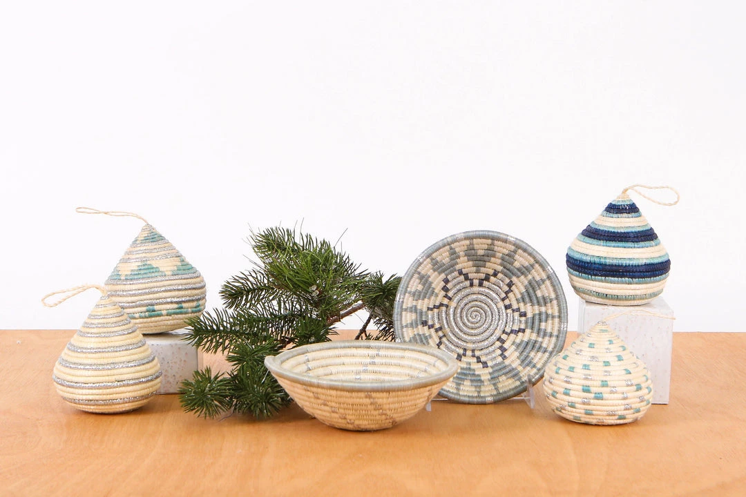 KAZI Soft Blue + Navy Bulb Ornament KAZI Soft Blue + Navy Bulb Ornament