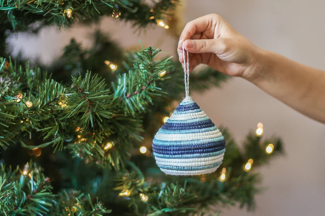 KAZI Soft Blue + Navy Bulb Ornament KAZI Soft Blue + Navy Bulb Ornament
