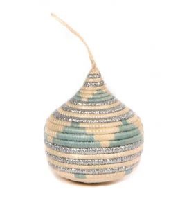 KAZI Soft Blue + Silver Bulb Ornament Fair Trade