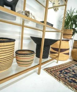 KAZI Striped Black Grass Pot