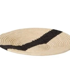 KAZI Striped Black + Natural Raffia Wall Plate I Home Goods 1 KAZI Striped Black + Natural Raffia Wall Plate I Home Goods